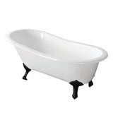 Aqua Eden 67-Inch Cast Iron Oval Single Slipper Clawfoot Tub (No Faucet Drillings)