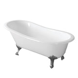 Aqua Eden 67-Inch Cast Iron Oval Single Slipper Clawfoot Tub (No Faucet Drillings)