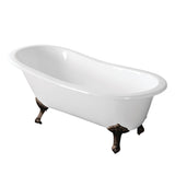 Aqua Eden 67-Inch Cast Iron Oval Single Slipper Clawfoot Tub (No Faucet Drillings)