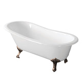 Aqua Eden 67-Inch Cast Iron Oval Single Slipper Clawfoot Tub (No Faucet Drillings)