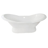 Aqua Eden 72-Inch Cast Iron Oval Double Slipper Pedestal Tub (No Faucet Drillings)