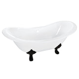 Aqua Eden 72-Inch Cast Iron Oval Double Slipper Clawfoot Tub (No Faucet Drillings)