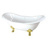 Aqua Eden 72-Inch Cast Iron Oval Double Slipper Clawfoot Tub (No Faucet Drillings)