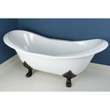 Aqua Eden 72-Inch Cast Iron Oval Double Slipper Clawfoot Tub (No Faucet Drillings)