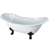 Aqua Eden 72-Inch Cast Iron Oval Double Slipper Clawfoot Tub (No Faucet Drillings)