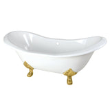 Aqua Eden 72-Inch Cast Iron Oval Double Slipper Clawfoot Tub (No Faucet Drillings)