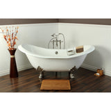 Aqua Eden 72-Inch Cast Iron Oval Double Slipper Clawfoot Tub (No Faucet Drillings)