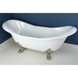 Aqua Eden 72-Inch Cast Iron Oval Double Slipper Clawfoot Tub (No Faucet Drillings)