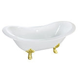 Aqua Eden 61-Inch Cast Iron Oval Double Slipper Clawfoot Tub (No Faucet Drillings)