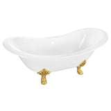 Aqua Eden 61-Inch Cast Iron Oval Double Slipper Clawfoot Tub (No Faucet Drillings)