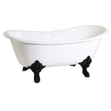 Aqua Eden 67-Inch Cast Iron Oval Double Slipper Clawfoot Tub (No Faucet Drillings)