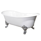 Aqua Eden 67-Inch Cast Iron Oval Double Slipper Clawfoot Tub (No Faucet Drillings)