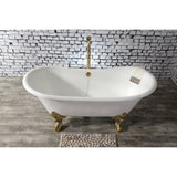 Aqua Eden 67-Inch Cast Iron Oval Double Slipper Clawfoot Tub (No Faucet Drillings)