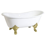 Aqua Eden 67-Inch Cast Iron Oval Double Slipper Clawfoot Tub (No Faucet Drillings)