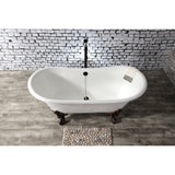 Aqua Eden 67-Inch Cast Iron Oval Double Slipper Clawfoot Tub (No Faucet Drillings)