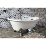 Aqua Eden 67-Inch Cast Iron Oval Double Slipper Clawfoot Tub (No Faucet Drillings)