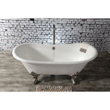 Aqua Eden 67-Inch Cast Iron Oval Double Slipper Clawfoot Tub (No Faucet Drillings)