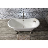 Aqua Eden 67-Inch Cast Iron Oval Double Slipper Clawfoot Tub (No Faucet Drillings)