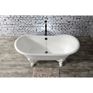 Aqua Eden 67-Inch Cast Iron Oval Double Slipper Clawfoot Tub (No Faucet Drillings)