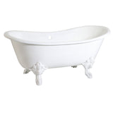 Aqua Eden 67-Inch Cast Iron Oval Double Slipper Clawfoot Tub (No Faucet Drillings)