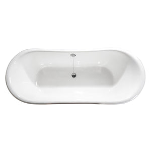 Aqua Eden 72-Inch Cast Iron Oval Double Slipper Clawfoot Tub (No Faucet Drillings)