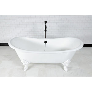 Aqua Eden 72-Inch Cast Iron Oval Double Slipper Clawfoot Tub (No Faucet Drillings)