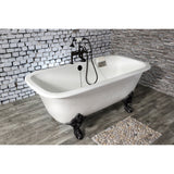 Aqua Eden 67-Inch Cast Iron Rectangular Double Ended Clawfoot Tub (7-Inch Faucet Drillings)