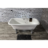 Aqua Eden 67-Inch Cast Iron Rectangular Double Ended Clawfoot Tub (7-Inch Faucet Drillings)