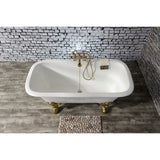 Aqua Eden 67-Inch Cast Iron Rectangular Double Ended Clawfoot Tub (7-Inch Faucet Drillings)