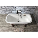 Aqua Eden 67-Inch Cast Iron Rectangular Double Ended Clawfoot Tub (7-Inch Faucet Drillings)