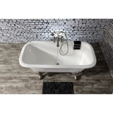 Aqua Eden 67-Inch Cast Iron Rectangular Double Ended Clawfoot Tub (7-Inch Faucet Drillings)