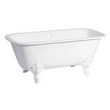 Aqua Eden 67-Inch Cast Iron Rectangular Double Ended Clawfoot Tub (7-Inch Faucet Drillings)