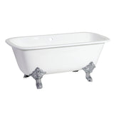 Aqua Eden 67-Inch Cast Iron Rectangular Double Ended Clawfoot Tub (No Faucet Drillings)