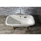 Aqua Eden 67-Inch Cast Iron Rectangular Double Ended Clawfoot Tub (No Faucet Drillings)