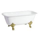 Aqua Eden 67-Inch Cast Iron Rectangular Double Ended Clawfoot Tub (No Faucet Drillings)