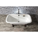 Aqua Eden 67-Inch Cast Iron Rectangular Double Ended Clawfoot Tub (No Faucet Drillings)