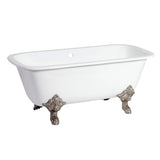 Aqua Eden 67-Inch Cast Iron Rectangular Double Ended Clawfoot Tub (No Faucet Drillings)