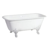 Aqua Eden 67-Inch Cast Iron Rectangular Double Ended Clawfoot Tub (No Faucet Drillings)