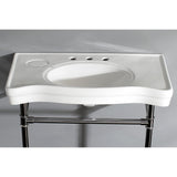 Imperial Ceramic Console Sink with Stainless Steel Legs