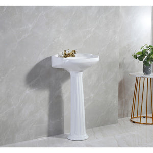 Stuart 20-Inch Ceramic Pedestal Sink (4-Inch, 3 Hole)