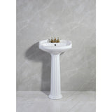 Stuart 20-Inch Ceramic Pedestal Sink (4-Inch, 3 Hole)