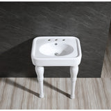 Derrah 26-Inch Ceramic Console Sink with Ceramic Legs (8-Inch, 3-Hole)