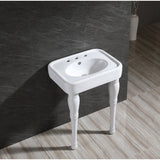 Derrah 26-Inch Ceramic Console Sink with Ceramic Legs (8-Inch, 3-Hole)