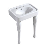 Derrah 26-Inch Ceramic Console Sink with Ceramic Legs (8-Inch, 3-Hole)