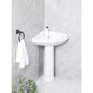 Venus 27-Inch Ceramic Corner Pedestal Sink (Single Hole)