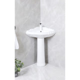 Venus 27-Inch Ceramic Corner Pedestal Sink (Single Hole)