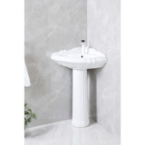 Venus 27-Inch Ceramic Corner Pedestal Sink (Single Hole)