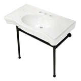 Bristol 36-Inch Console Sink with Stainless Steel Legs (8-Inch, 3 Hole)