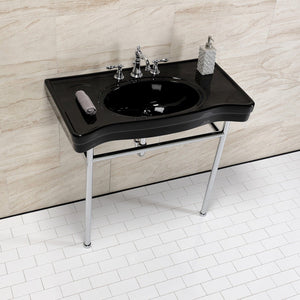 Bristol 36-Inch Console Sink with Stainless Steel Legs (8-Inch, 3 Hole)