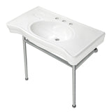 Bristol 36-Inch Console Sink with Stainless Steel Legs (8-Inch, 3 Hole)